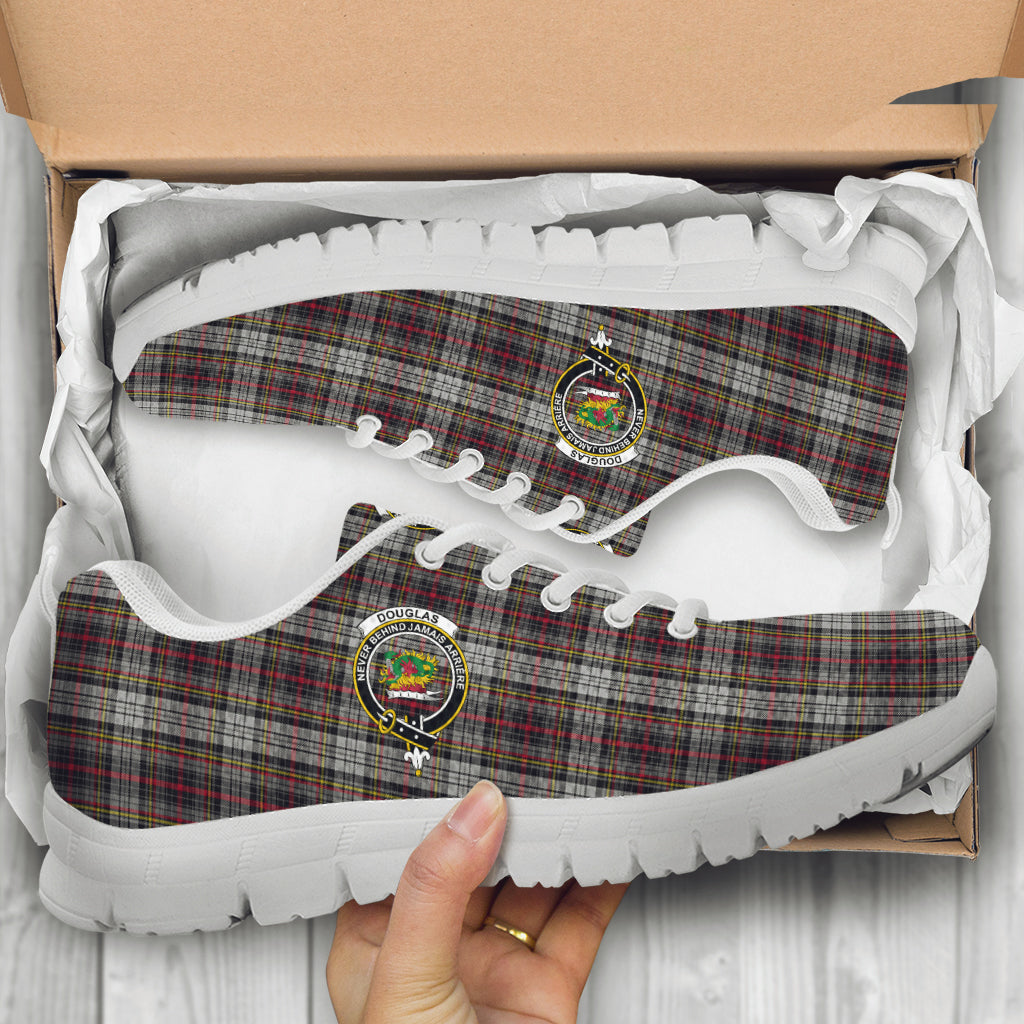 Douglas Ancient Dress Tartan Sneakers with Family Crest - Tartan Vibes Clothing