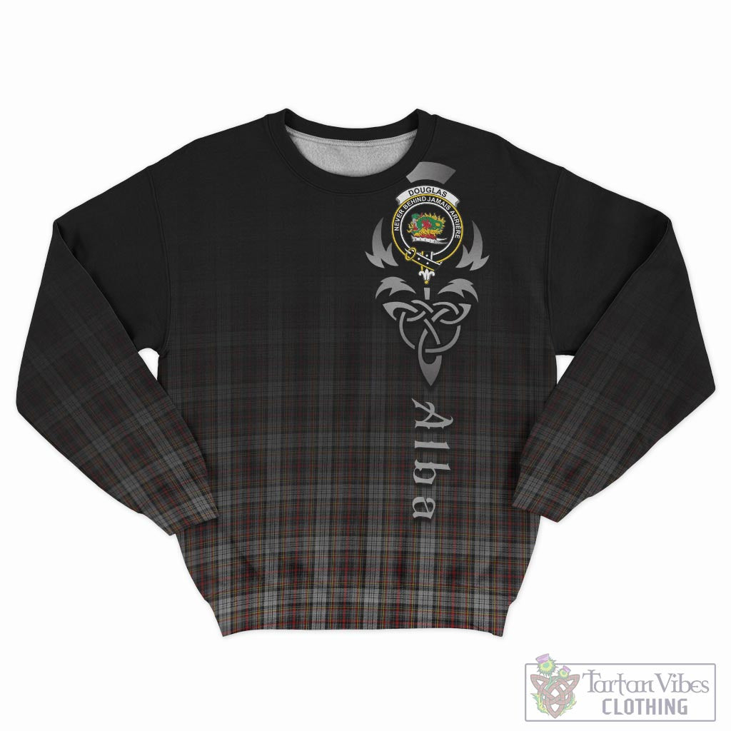 Tartan Vibes Clothing Douglas Ancient Dress Tartan Sweatshirt Featuring Alba Gu Brath Family Crest Celtic Inspired