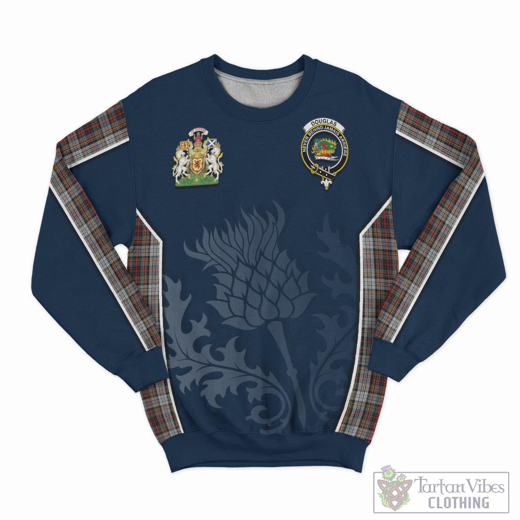 Tartan Vibes Clothing Douglas Ancient Dress Tartan Sweatshirt with Family Crest and Scottish Thistle Vibes Sport Style