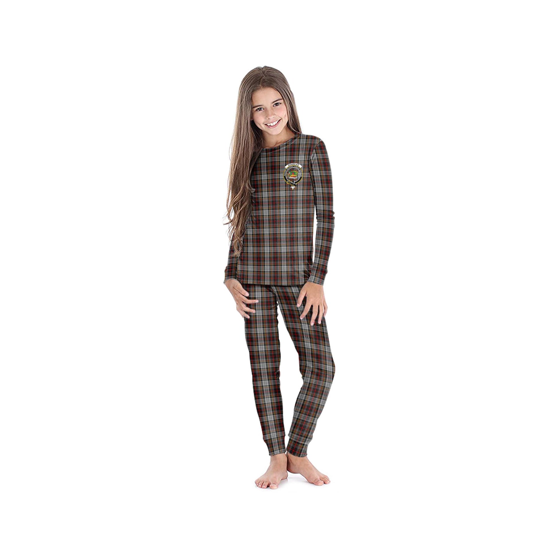 Douglas Ancient Dress Tartan Pajamas Family Set with Family Crest - Tartan Vibes Clothing