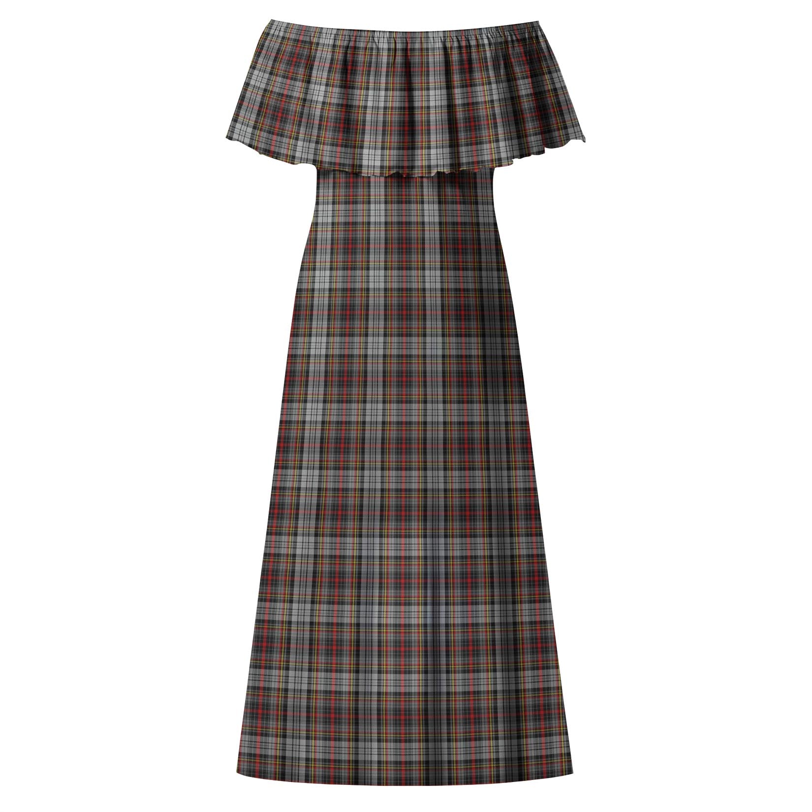 Douglas Ancient Dress Tartan Off Shoulder Long Dress - Tartanvibesclothing