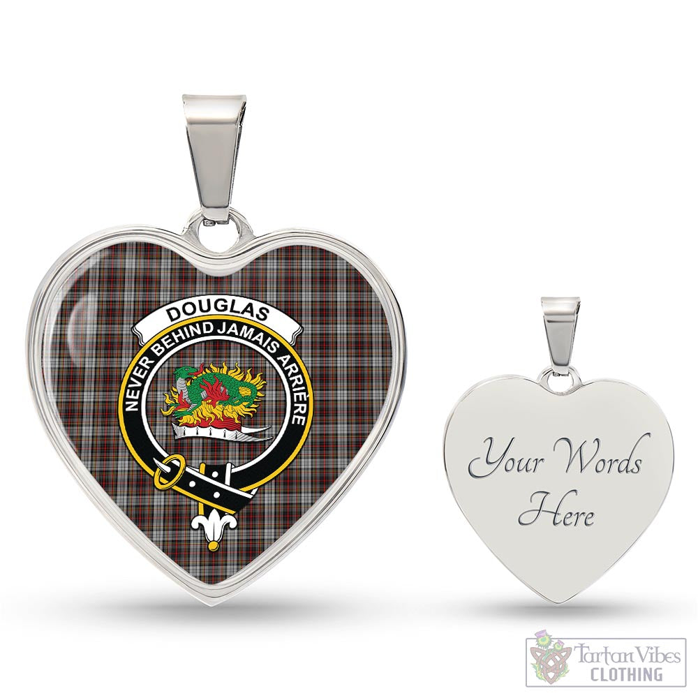 Tartan Vibes Clothing Douglas Ancient Dress Tartan Heart Necklace with Family Crest