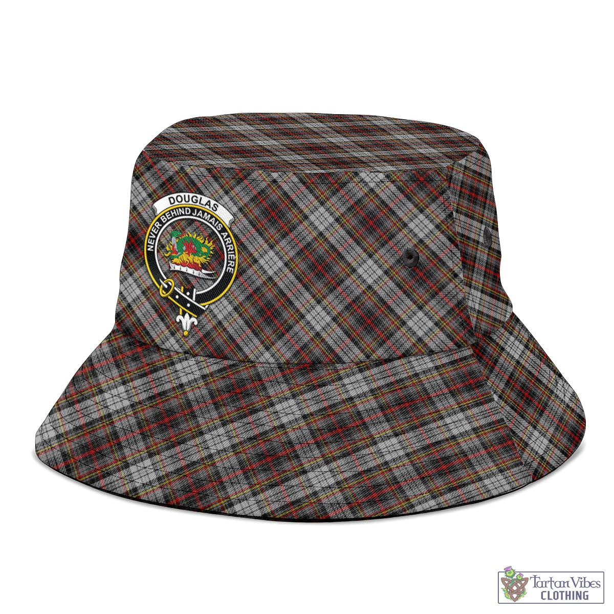 Tartan Vibes Clothing Douglas Ancient Dress Tartan Bucket Hat with Family Crest