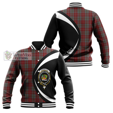 Douglas Ancient Red Tartan Baseball Jacket with Family Crest Circle Style