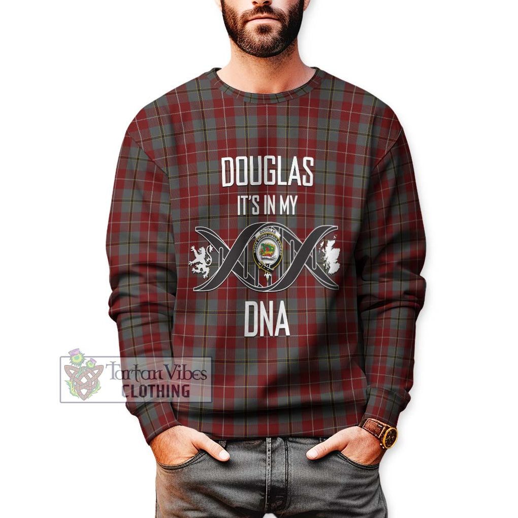 Douglas Ancient Red Tartan Sweatshirt with Family Crest DNA In Me Style Unisex - Tartanvibesclothing Shop