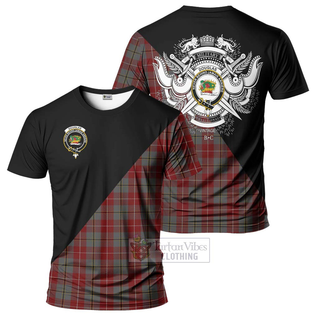 Douglas Ancient Red Tartan T-Shirt with Family Crest and Military Logo Style Kid's Shirt - Tartanvibesclothing Shop