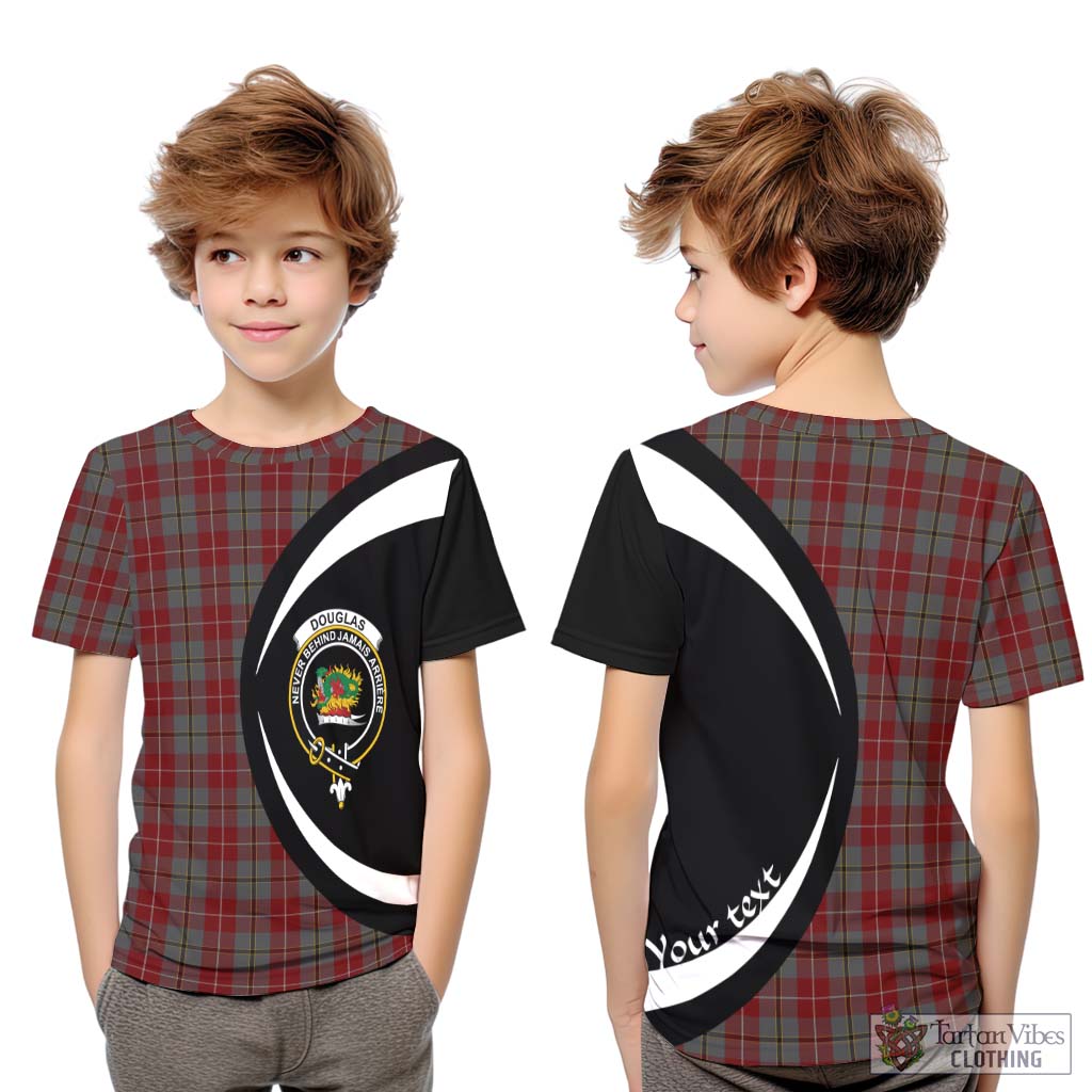 Douglas Ancient Red Tartan Kid T-Shirt with Family Crest Circle Style Youth XL Size14 - Tartan Vibes Clothing