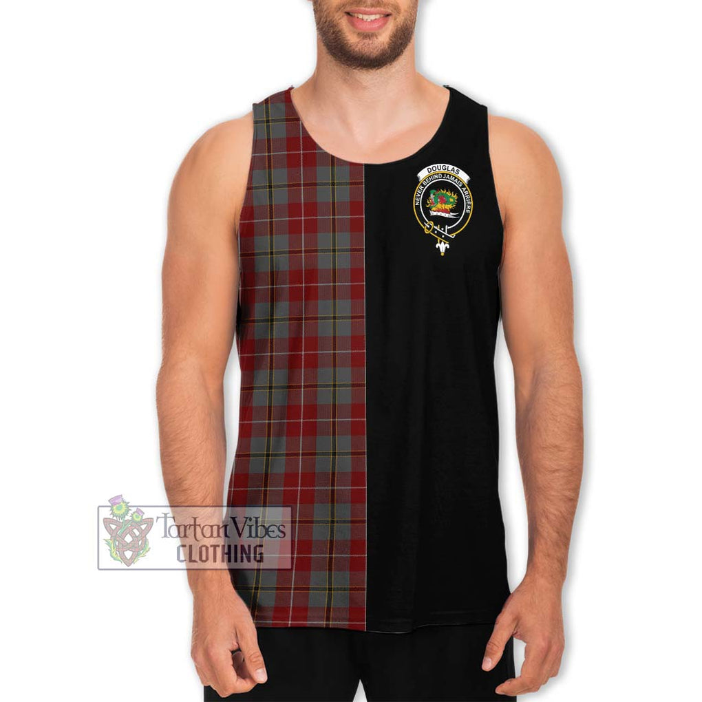 Douglas Ancient Red Tartan Men's Tank Top with Family Crest and Half Of Me Style Men - Tartanvibesclothing Shop