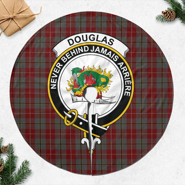 Douglas Ancient Red Tartan Christmas Tree Skirt with Family Crest