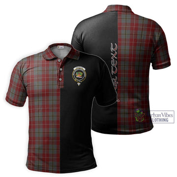 Douglas Ancient Red Tartan Polo Shirt with Family Crest and Half Of Me Style