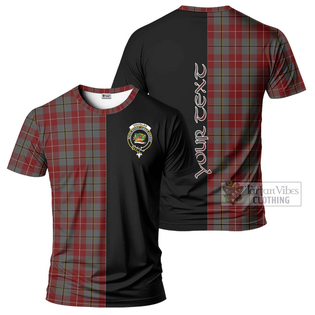 Douglas Ancient Red Tartan T-Shirt with Family Crest and Half Of Me Style Kid's Shirt - Tartanvibesclothing Shop