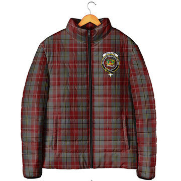 Douglas Ancient Red Tartan Padded Jacket with Family Crest