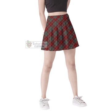 Douglas Ancient Red Tartan Women's Plated Mini Skirt