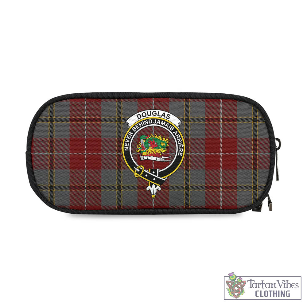 Tartan Vibes Clothing Douglas Ancient Red Tartan Pen and Pencil Case with Family Crest