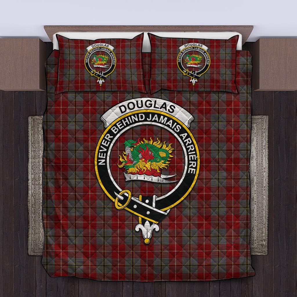 Douglas Ancient Red Tartan Quilt Bed Set with Family Crest Twin - Tartan Vibes Clothing