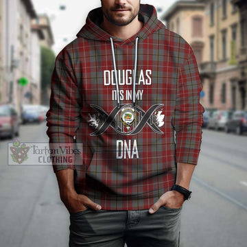 Douglas Ancient Red Tartan Hoodie with Family Crest DNA In Me Style