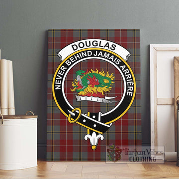 Douglas Ancient Red Tartan Canvas Print Wall Art with Family Crest