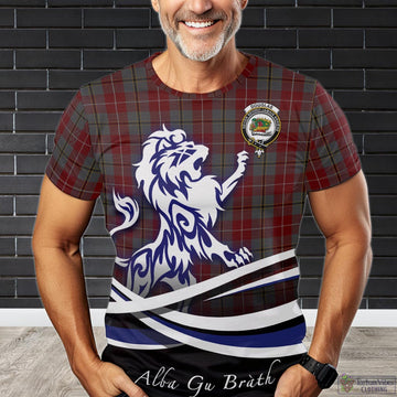 Douglas Ancient Red Tartan T-Shirt with Alba Gu Brath Regal Lion Emblem