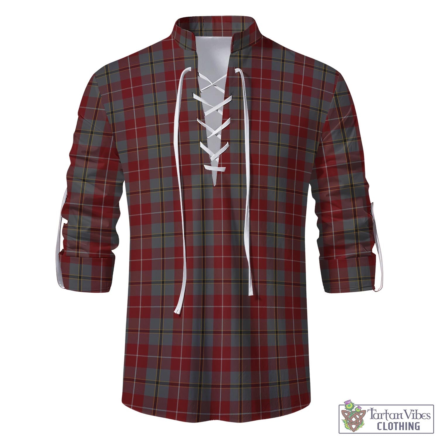 Tartan Vibes Clothing Douglas Ancient Red Tartan Men's Scottish Traditional Jacobite Ghillie Kilt Shirt