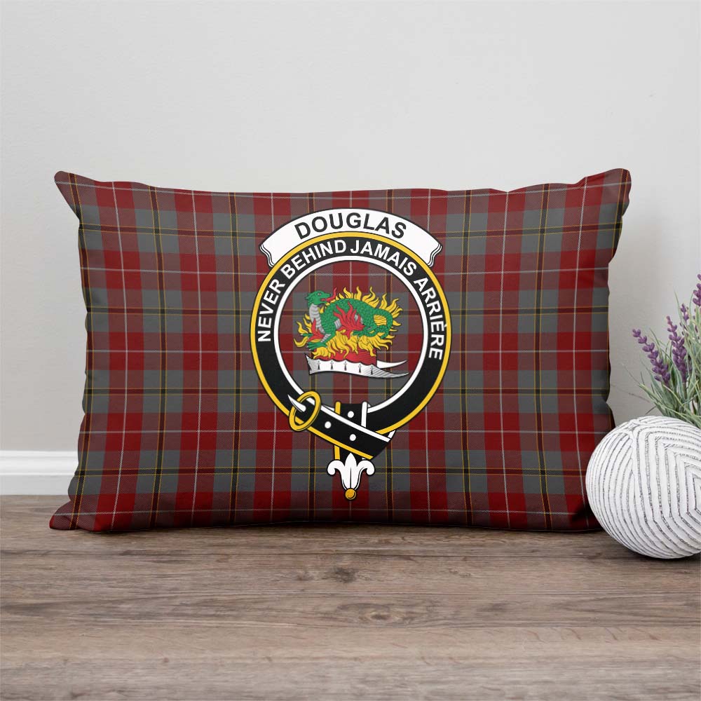 Douglas Ancient Red Tartan Pillow Cover with Family Crest Rectangle Pillow Cover - Tartanvibesclothing