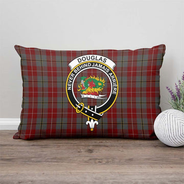 Douglas Ancient Red Tartan Pillow Cover with Family Crest