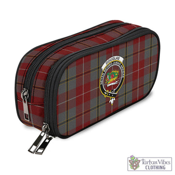 Douglas Ancient Red Tartan Pen and Pencil Case with Family Crest