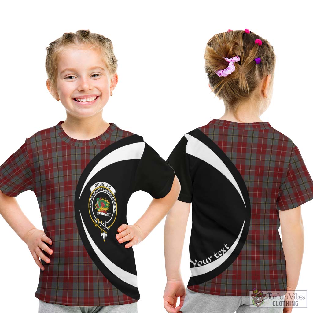 Douglas Ancient Red Tartan Kid T-Shirt with Family Crest Circle Style - Tartan Vibes Clothing