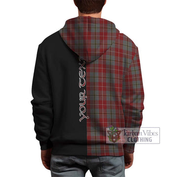 Douglas Ancient Red Tartan Hoodie with Family Crest and Half Of Me Style