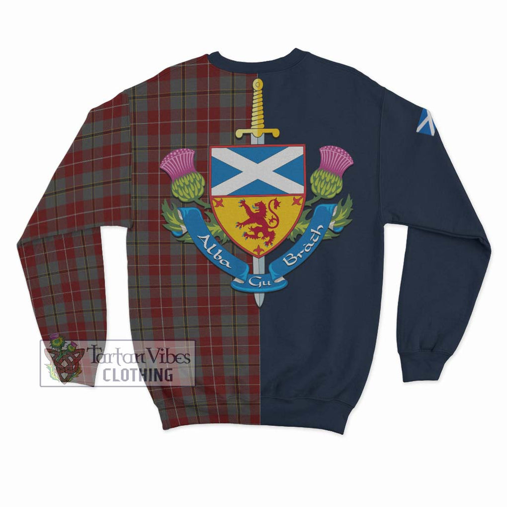 Tartan Vibes Clothing Douglas Ancient Red Tartan Sweatshirt with Scottish Lion Royal Arm Half Style