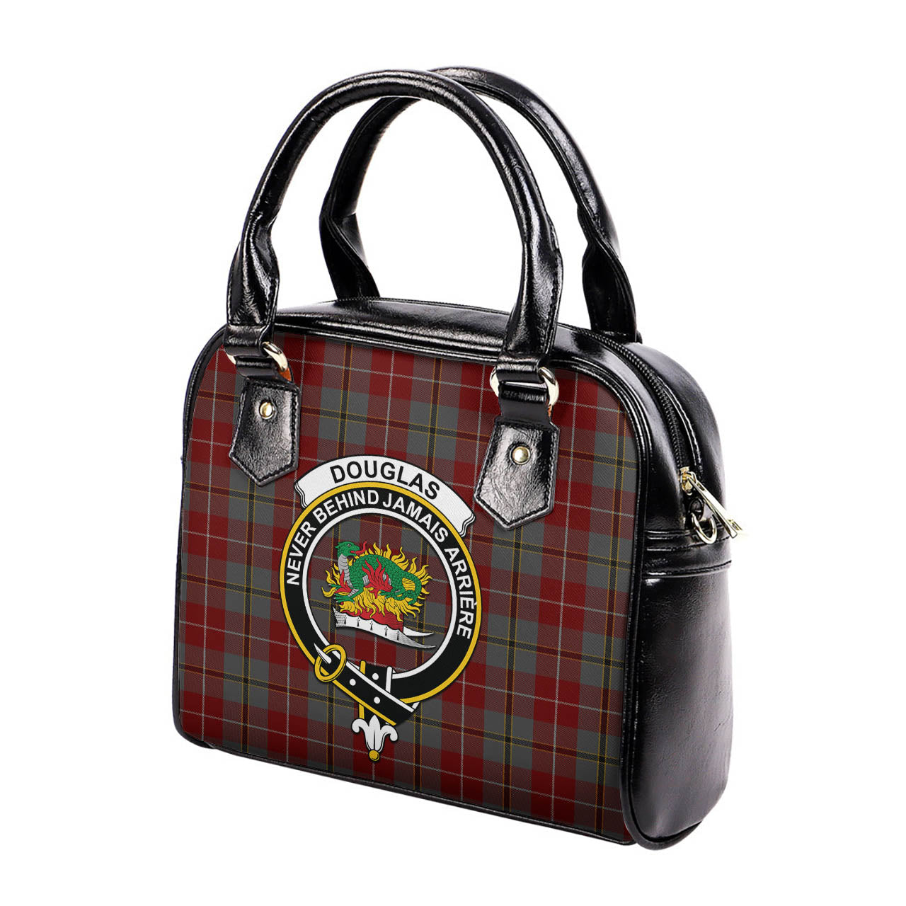 Douglas Ancient Red Tartan Shoulder Handbags with Family Crest - Tartanvibesclothing