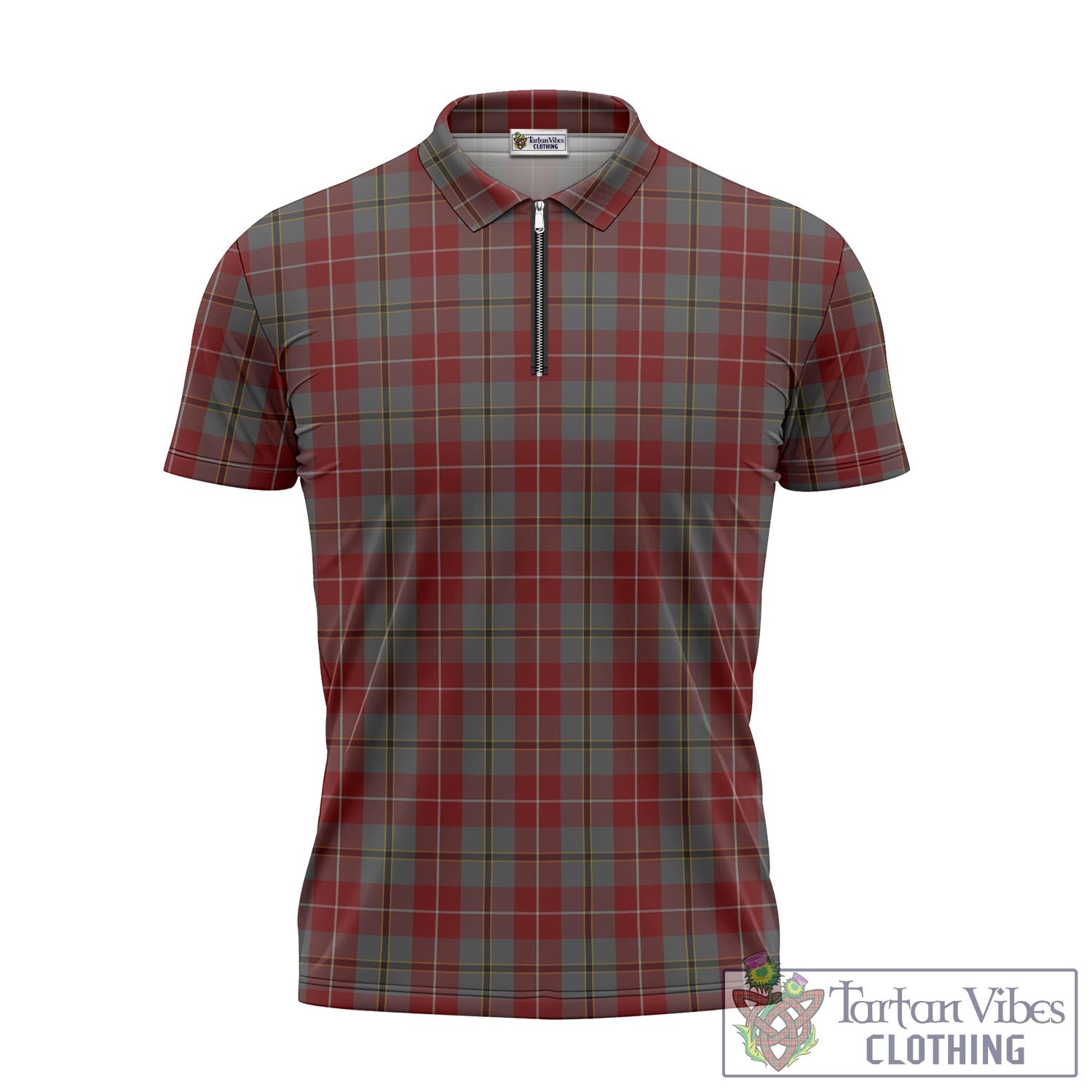 Tartan Vibes Clothing Douglas Ancient Red Tartan Zipper Polo Shirt