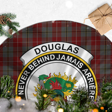 Douglas Ancient Red Tartan Christmas Tree Skirt with Family Crest