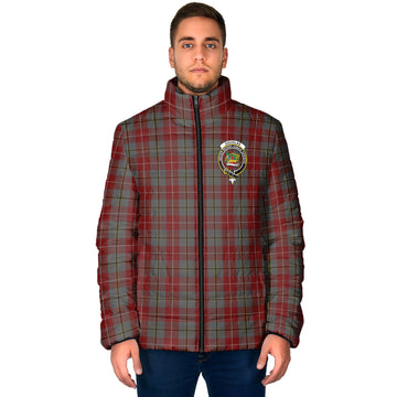 Douglas Ancient Red Tartan Padded Jacket with Family Crest