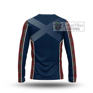 Douglas Ancient Red Tartan Long Sleeve T-Shirt with Family Crest and Lion Rampant Vibes Sport Style