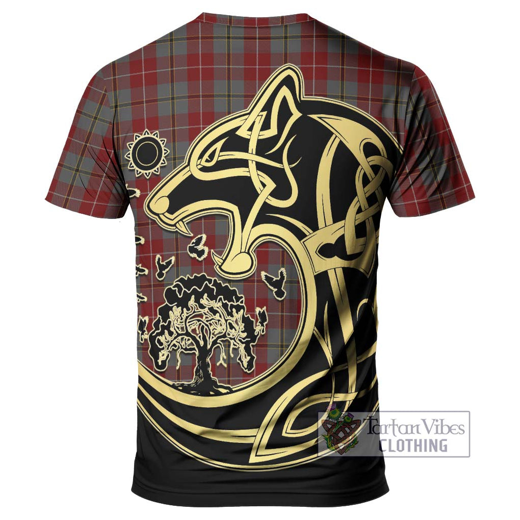 Douglas Ancient Red Tartan T-Shirt with Family Crest Celtic Wolf Style - Tartan Vibes Clothing