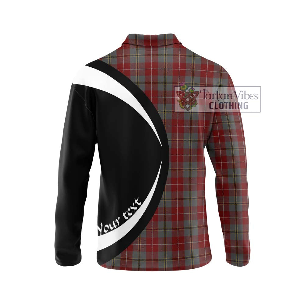 Douglas Ancient Red Tartan Long Sleeve Polo Shirt with Family Crest Circle Style - Tartan Vibes Clothing