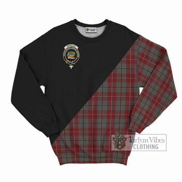 Douglas Ancient Red Tartan Sweatshirt with Family Crest and Military Logo Style