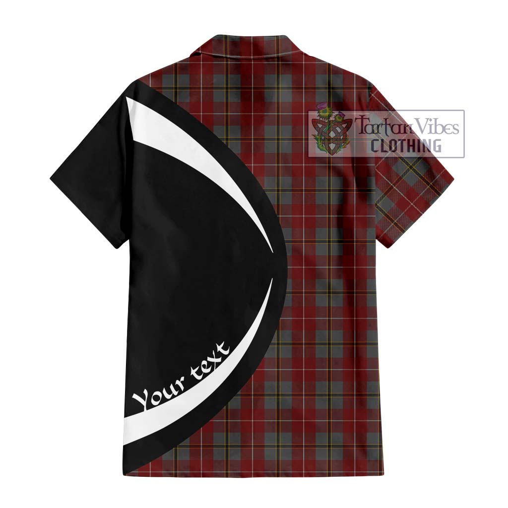 Douglas Ancient Red Tartan Short Sleeve Button Up with Family Crest Circle Style - Tartan Vibes Clothing