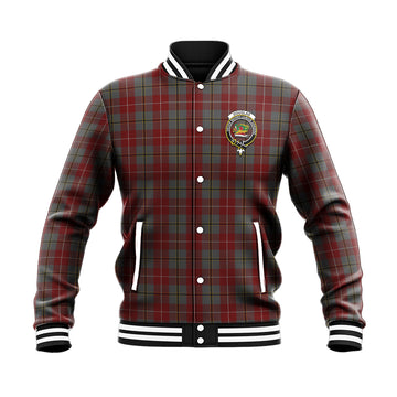 Douglas Ancient Red Tartan Baseball Jacket with Family Crest