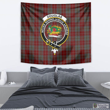 Douglas Ancient Red Tartan Tapestry Wall Hanging and Home Decor for Room with Family Crest