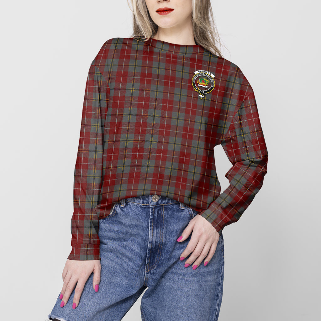 Douglas Ancient Red Tartan Sweatshirt with Family Crest - Tartan Vibes Clothing