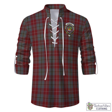 Douglas Ancient Red Tartan Men's Scottish Traditional Jacobite Ghillie Kilt Shirt with Family Crest