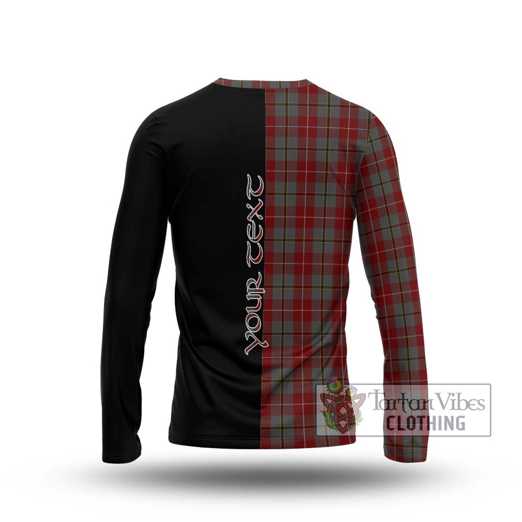 Douglas Ancient Red Tartan Long Sleeve T-Shirt with Family Crest and Half Of Me Style - Tartanvibesclothing Shop