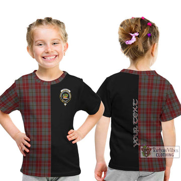 Douglas Ancient Red Tartan Kid T-Shirt with Family Crest and Half Of Me Style