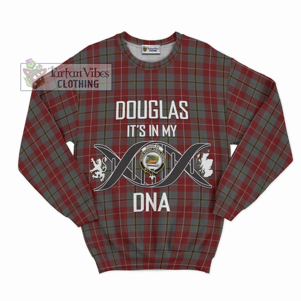 Douglas Ancient Red Tartan Sweatshirt with Family Crest DNA In Me Style - Tartanvibesclothing Shop