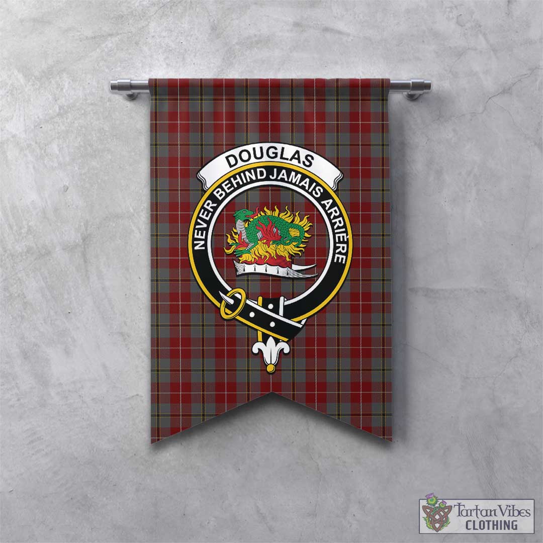 Tartan Vibes Clothing Douglas Ancient Red Tartan Gonfalon, Tartan Banner with Family Crest