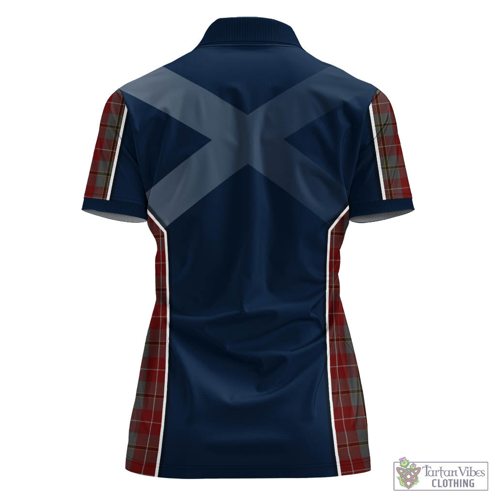 Tartan Vibes Clothing Douglas Ancient Red Tartan Women's Polo Shirt with Family Crest and Scottish Thistle Vibes Sport Style