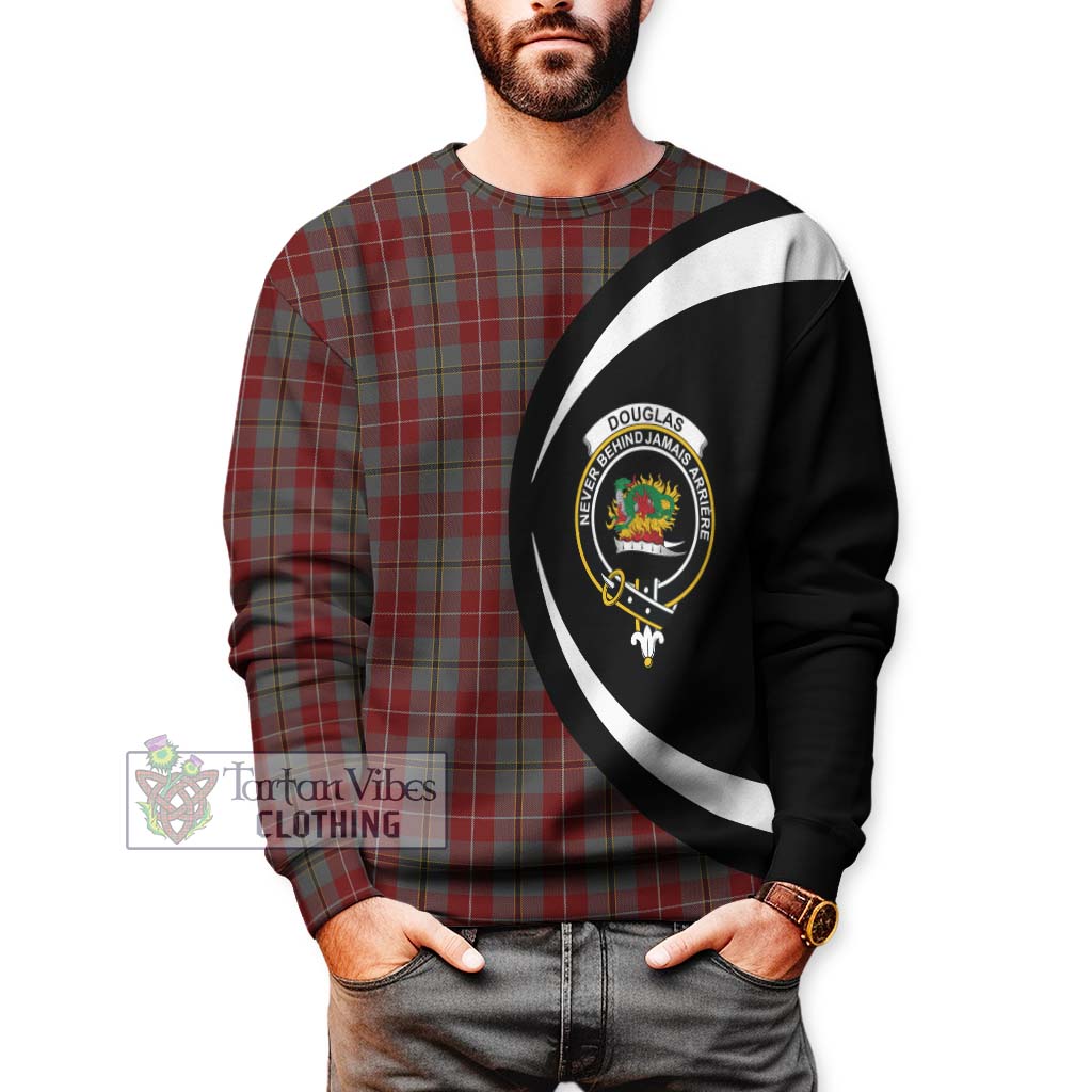 Douglas Ancient Red Tartan Sweatshirt with Family Crest Circle Style - Tartan Vibes Clothing