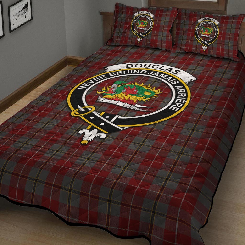 Douglas Ancient Red Tartan Quilt Bed Set with Family Crest - Tartan Vibes Clothing