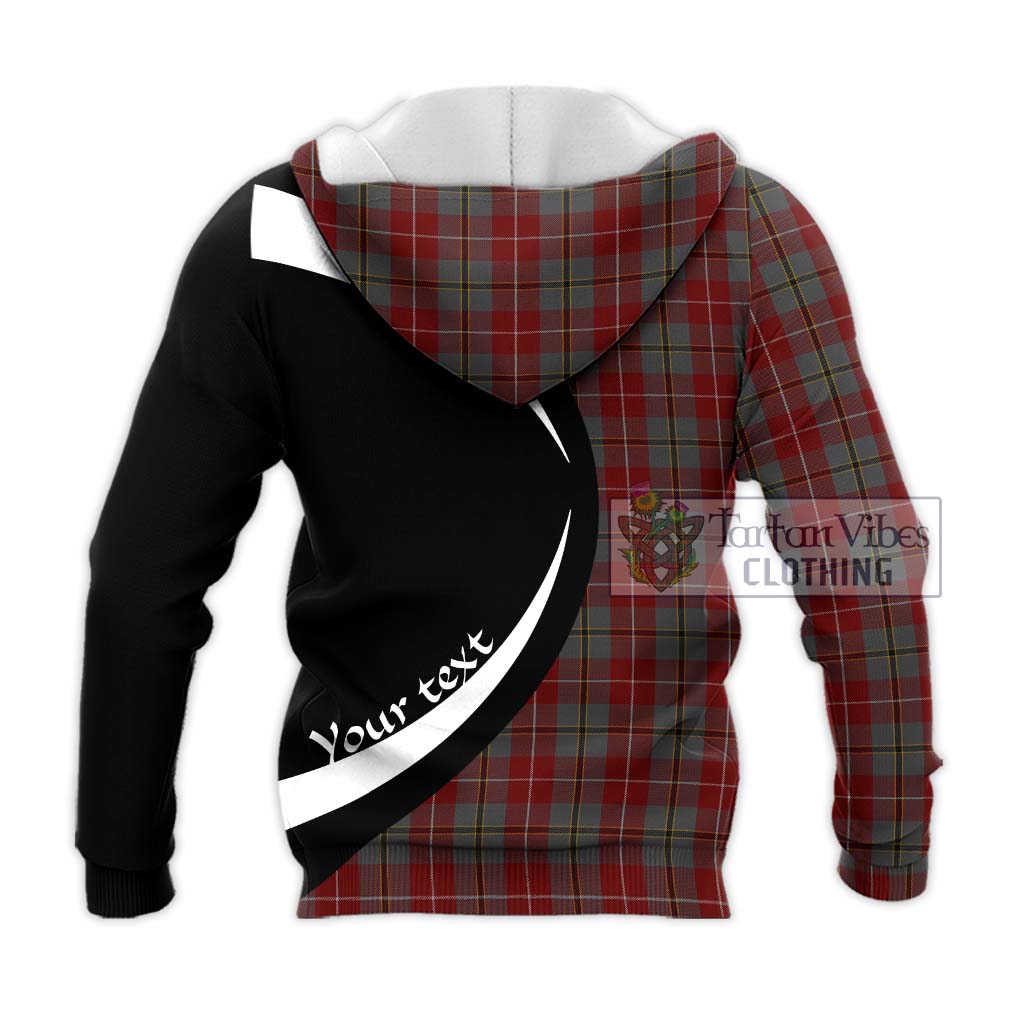 Douglas Ancient Red Tartan Knitted Hoodie with Family Crest Circle Style - Tartan Vibes Clothing